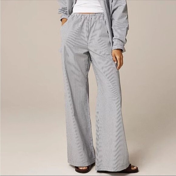 J Crew Womens Cosmo pant in oxford stripe Small Navy Stripe - Picture 2 of 7